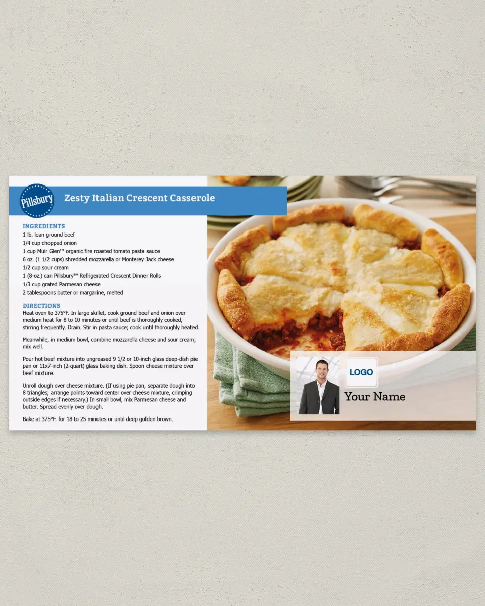 This is a 6" x 11" Postcard called Pillsbury -  Zesty Casserole printed in full color