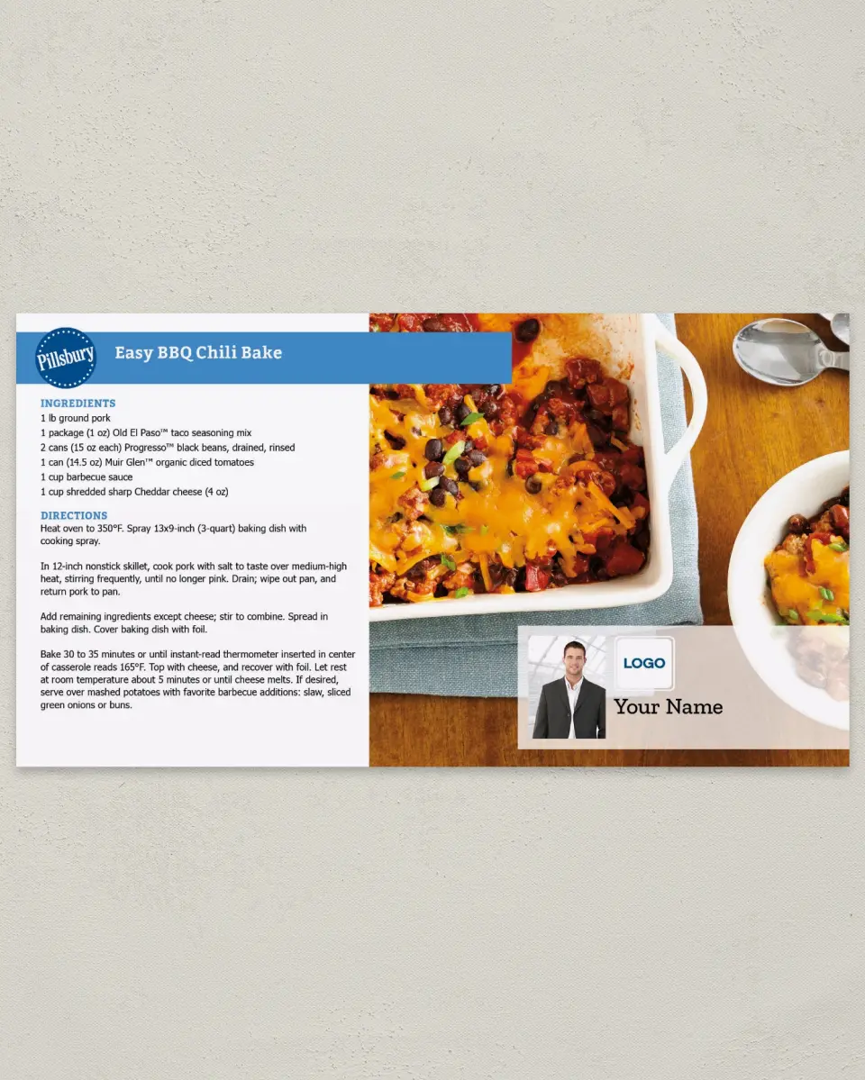 This is a 6" x 11" Postcard called Pillsbury -  Easy Chili Bake printed in full color