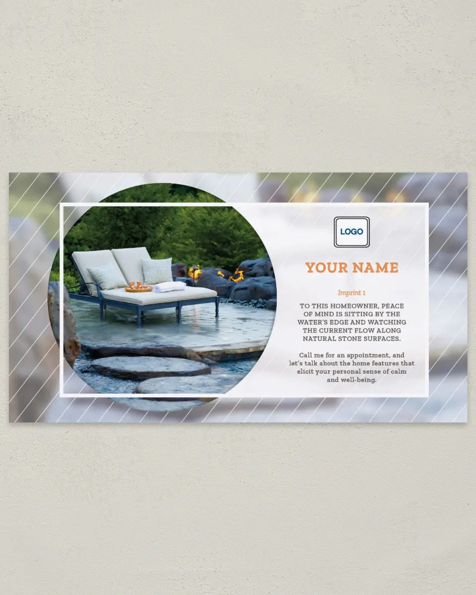 This is a 6" x 11" Postcard called Dream Spaces - Waters Edge printed in full color
