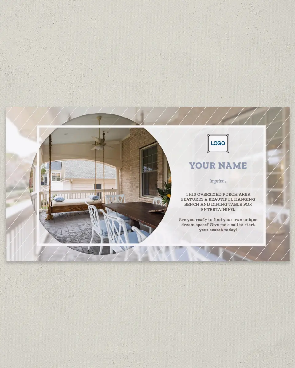 This is a 6" x 11" Postcard called Dream Spaces - Porch Envy printed in full color