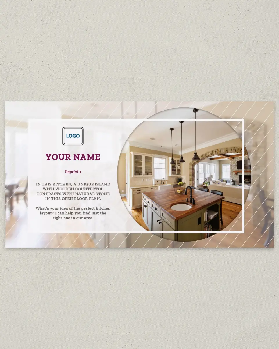 This is a 6" x 11" Postcard called Dream Spaces - Perfect Kitchen printed in full color