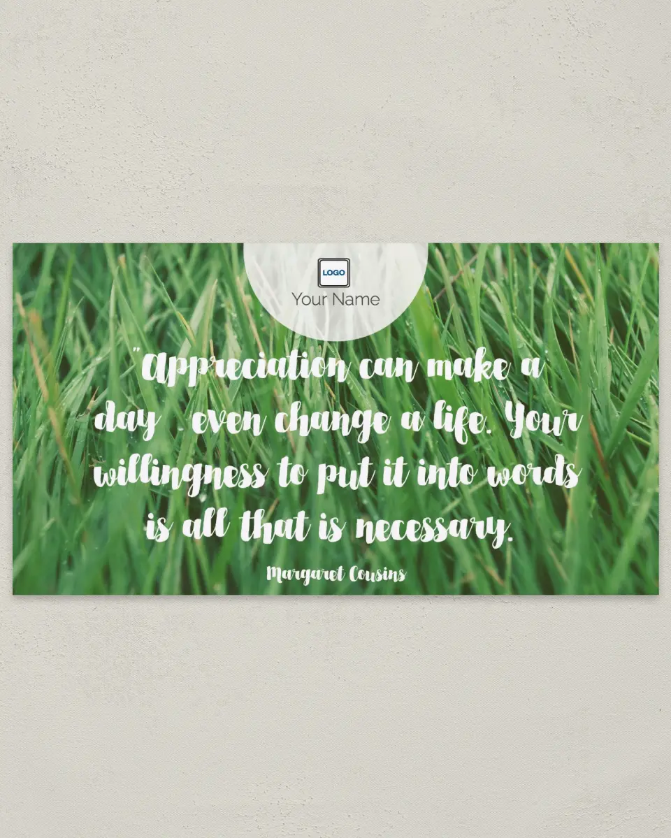 This is a 6" x 11" Postcard called Inspiration - Appreciation printed in full color