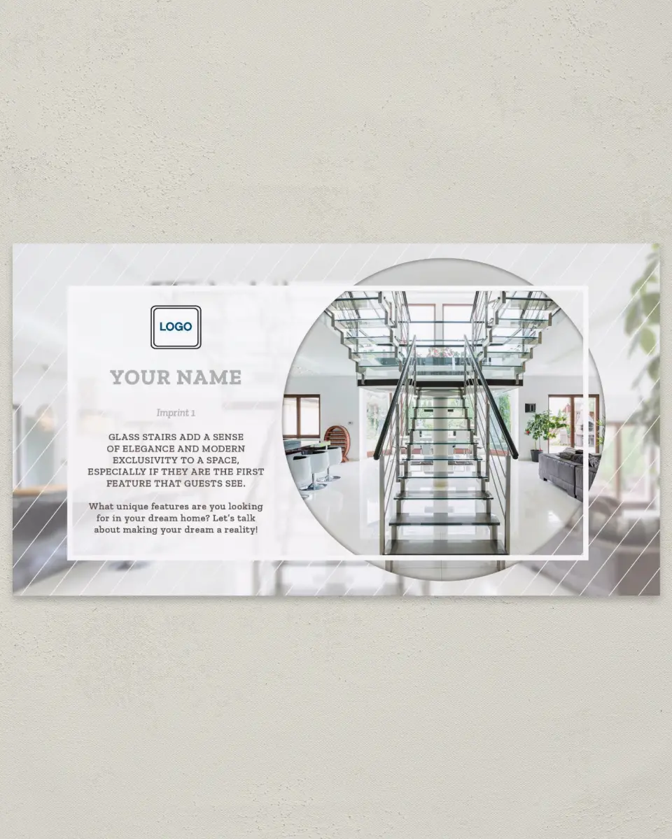 This is a 6" x 11" Postcard called Modern Stairs printed in full color