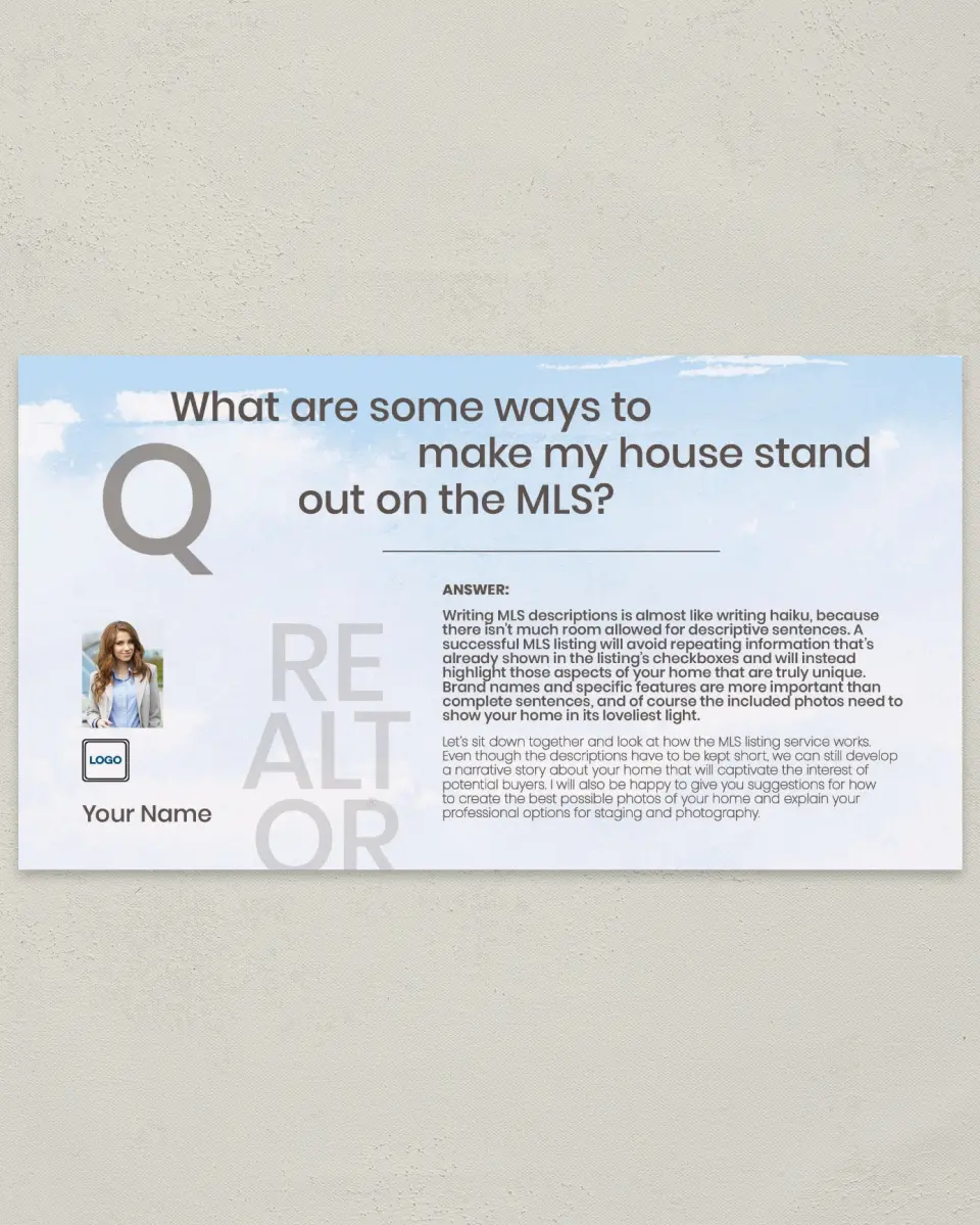 This is a 6" x 11" Postcard called Standout Home printed in full color