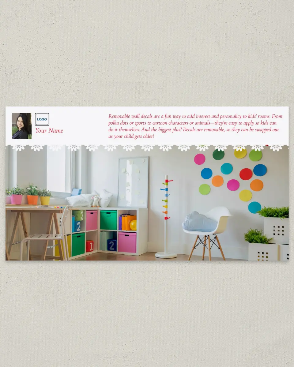 This is a 6" x 11" Postcard called Wall Decals printed in full color