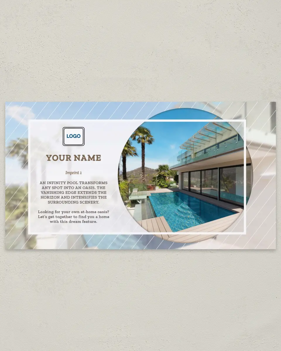This is a 6" x 11" Postcard called Oasis Pool printed in full color
