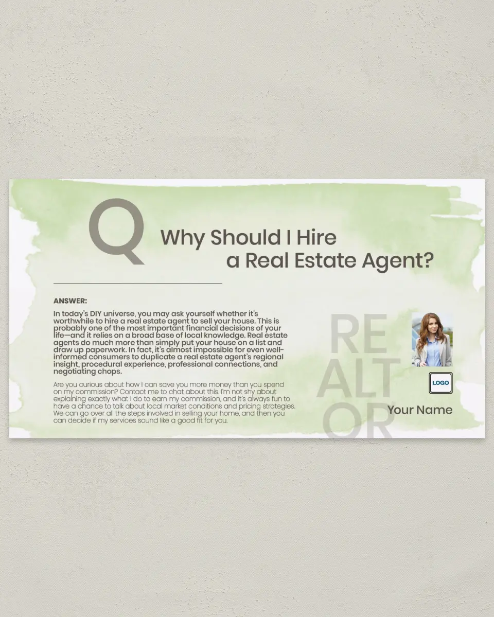 This is a 6" x 11" Postcard called Agent Needed printed in full color