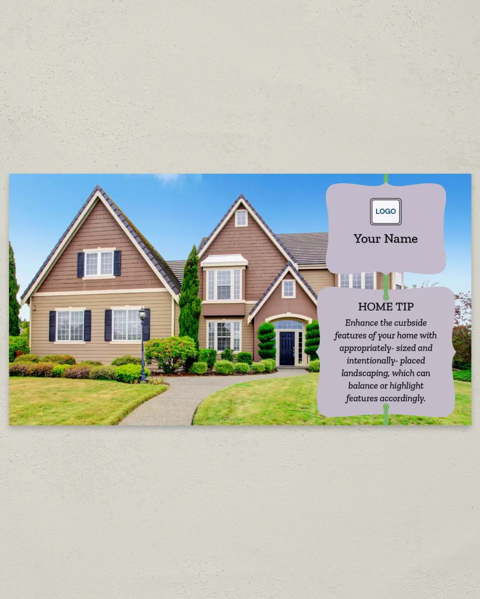 This is a 6" x 11" Postcard called Home Tip - Highlight Landscapes printed in full color