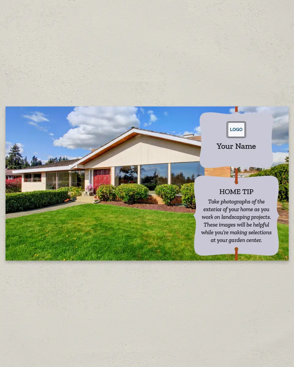 This is a 6" x 11" Postcard called Home Tip - Landscape Ease printed in full color
