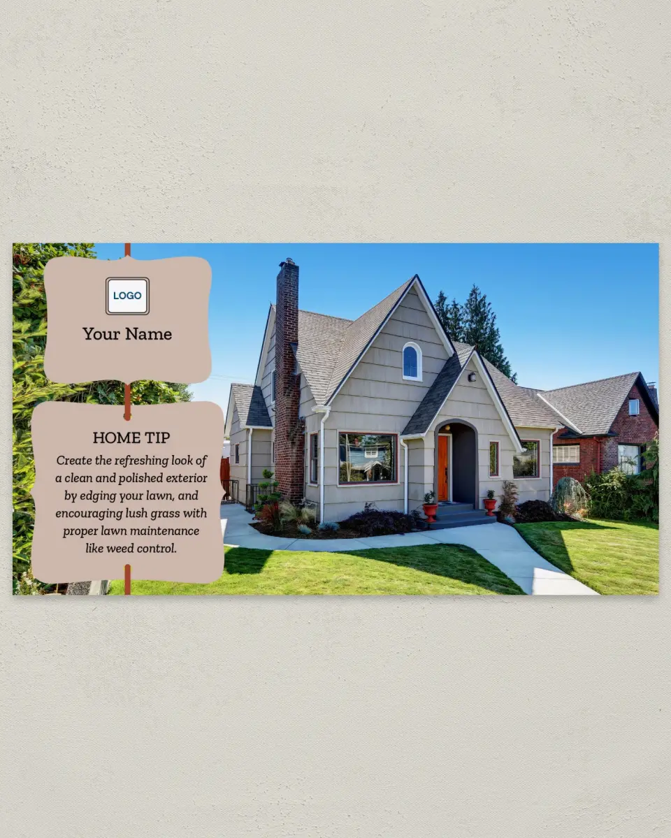 This is a 6" x 11" Postcard called Home Tip - Lush Lawn printed in full color
