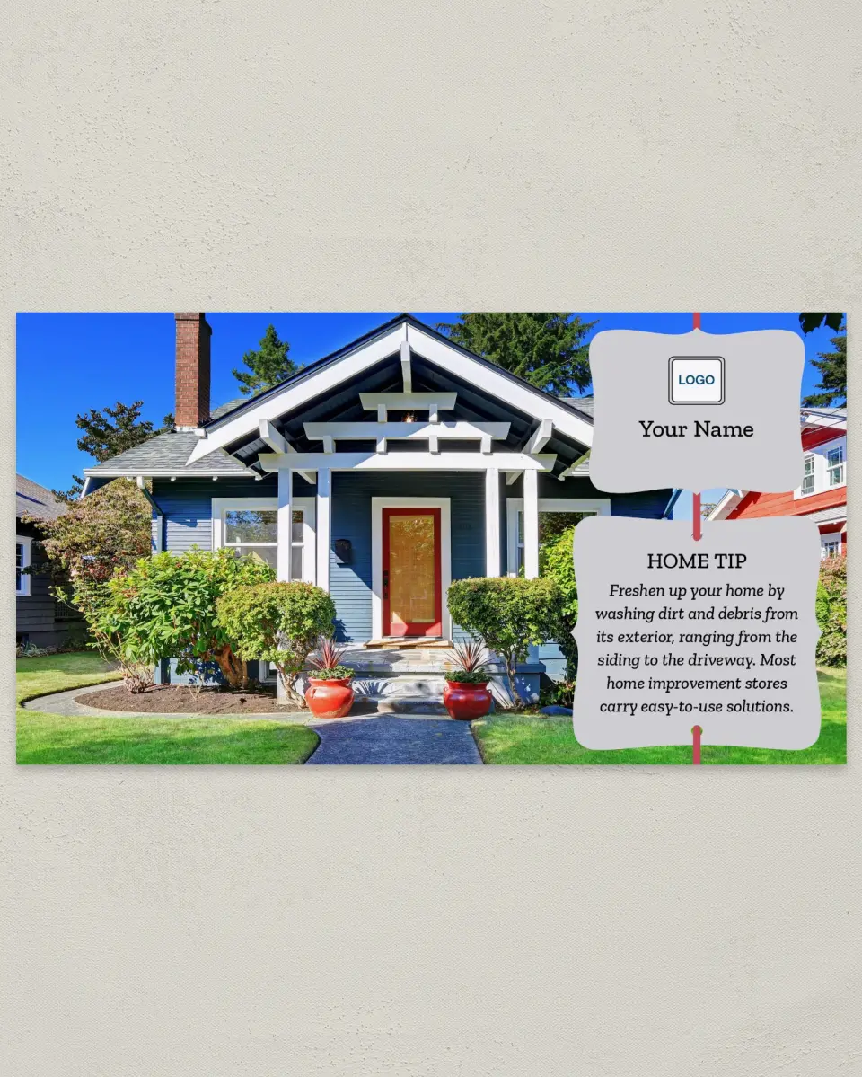 This is a 6" x 11" Postcard called Home Tip - Clean Me printed in full color