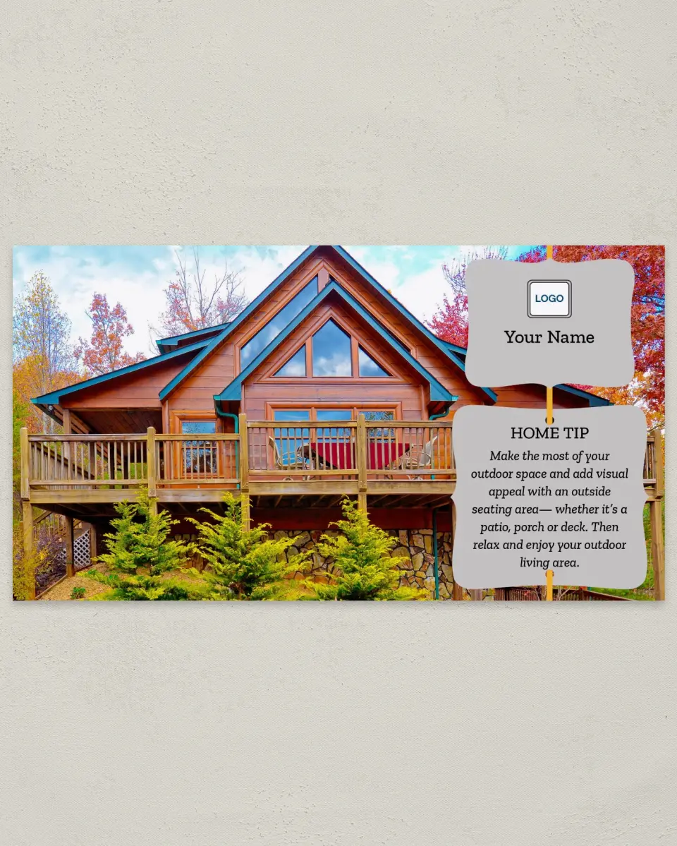 This is a 6" x 11" Postcard called Home Tip - Outdoor Appeal printed in full color