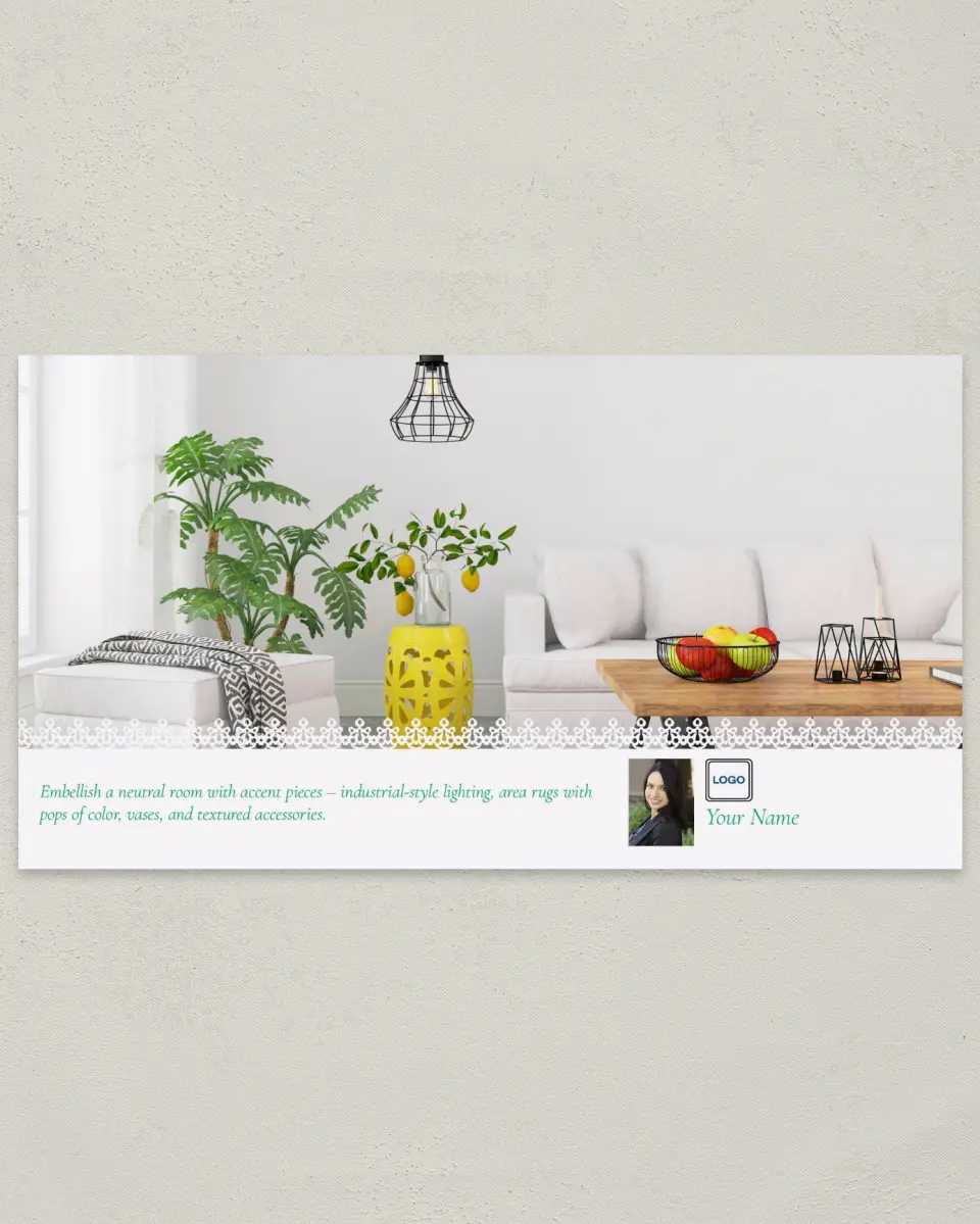 This is a 6" x 11" Postcard called Home Tip - Pop of Color printed in full color