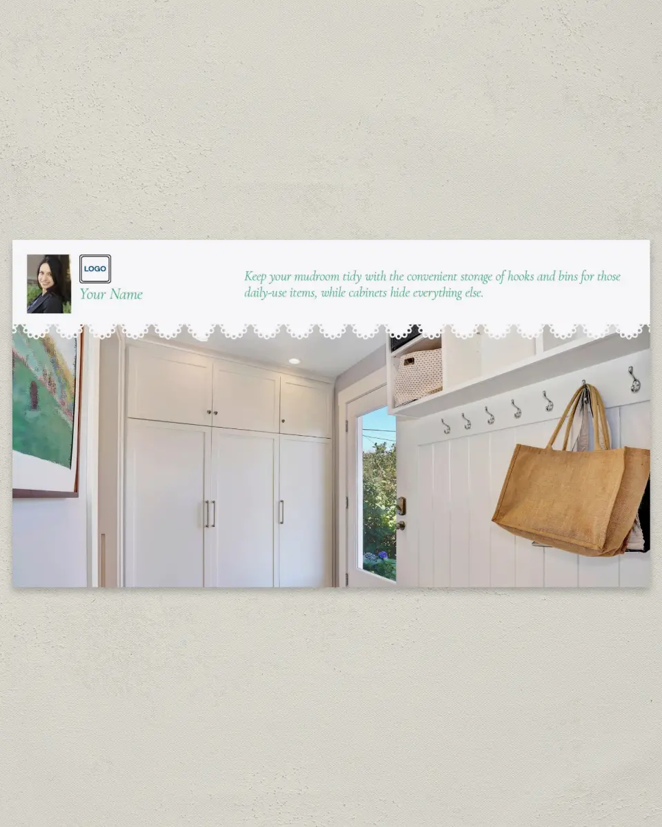 This is a 6" x 11" Postcard called Home Tip - Storage Abounds printed in full color