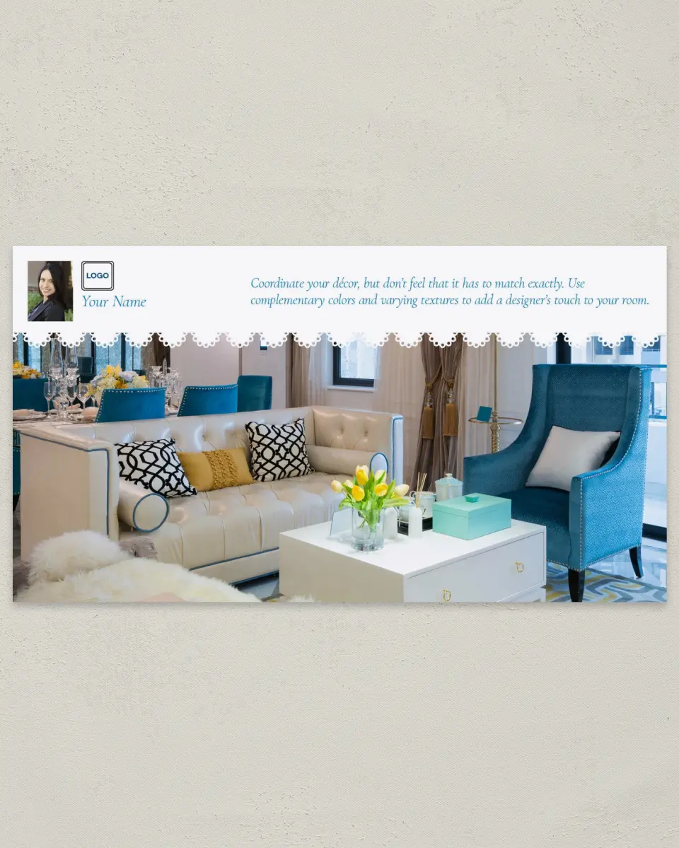 This is a 6" x 11" Postcard called Home Tip - Designer's Touch printed in full color