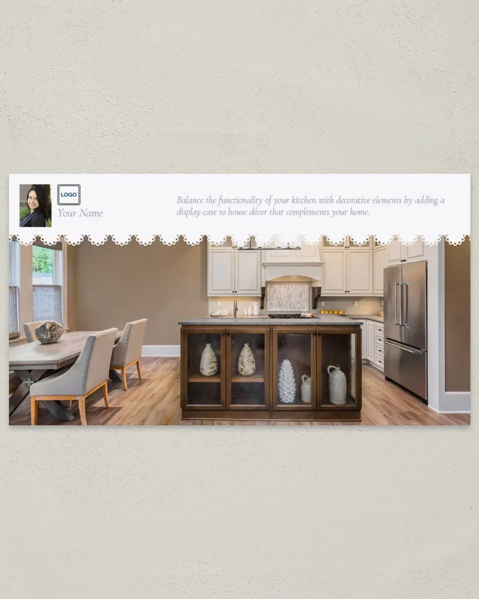 This is a 6" x 11" Postcard called Home Tip - Balanced Decor printed in full color