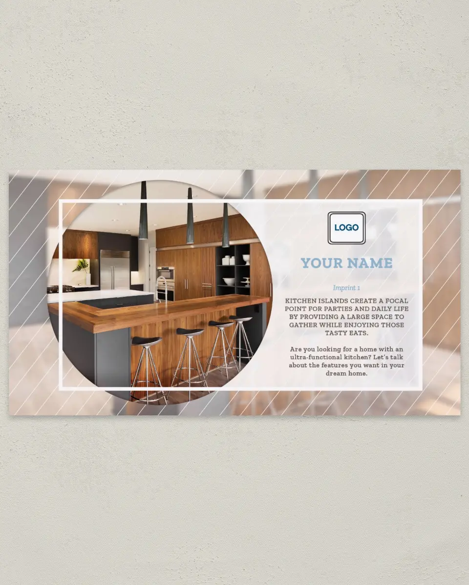 This is a 6" x 11" Postcard called Kitchen Island printed in full color