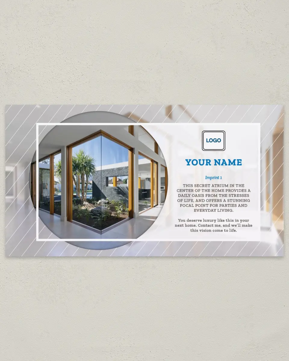 This is a 6" x 11" Postcard called Secret Atrium printed in full color