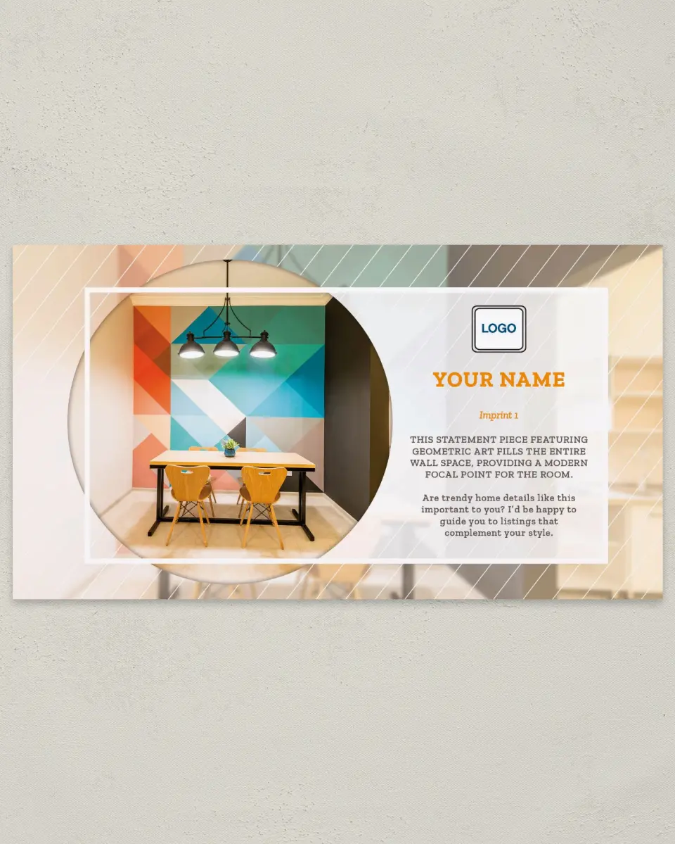 This is a 6" x 11" Postcard called Geo Art printed in full color