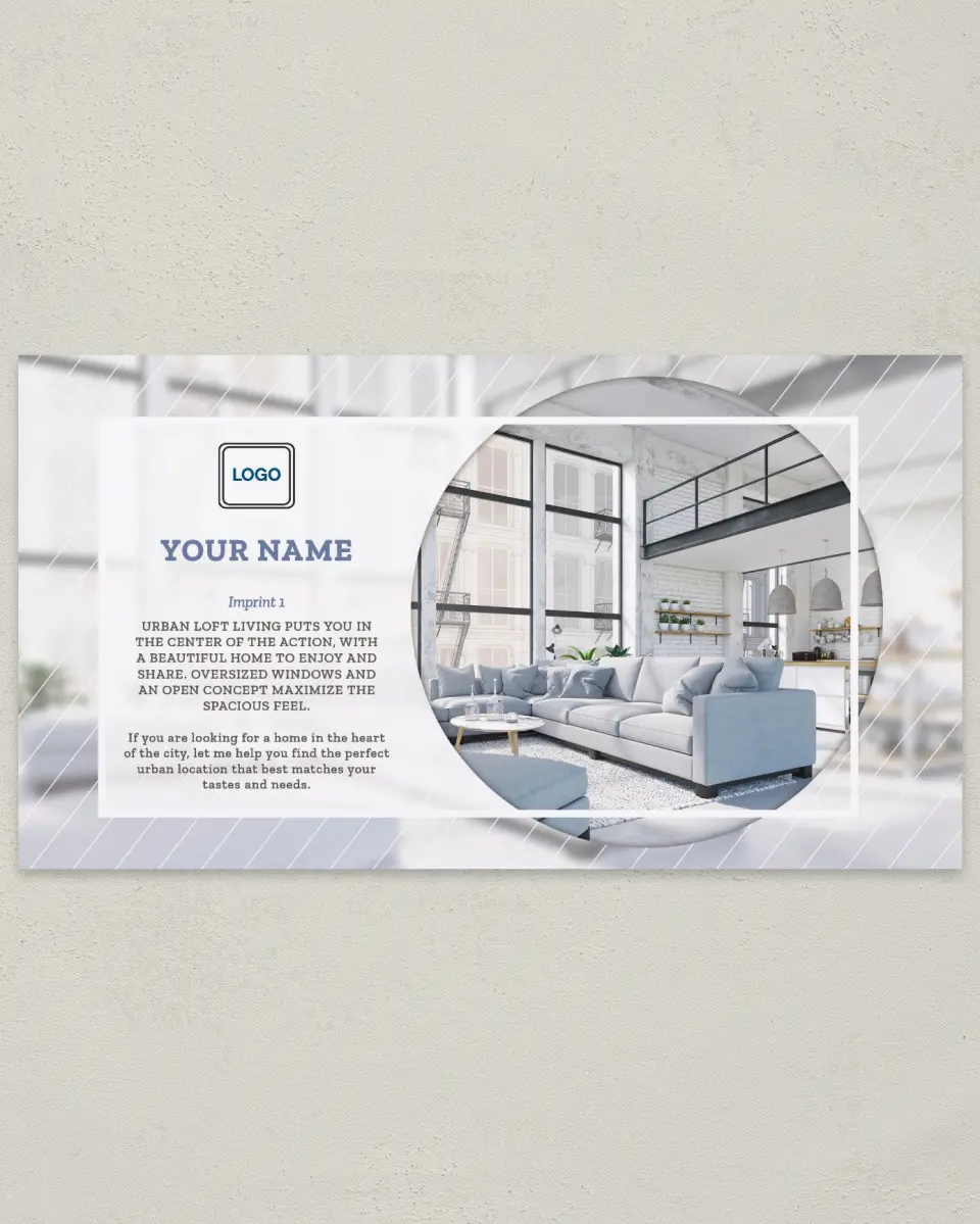 This is a 6" x 11" Postcard called Urban Loft printed in full color