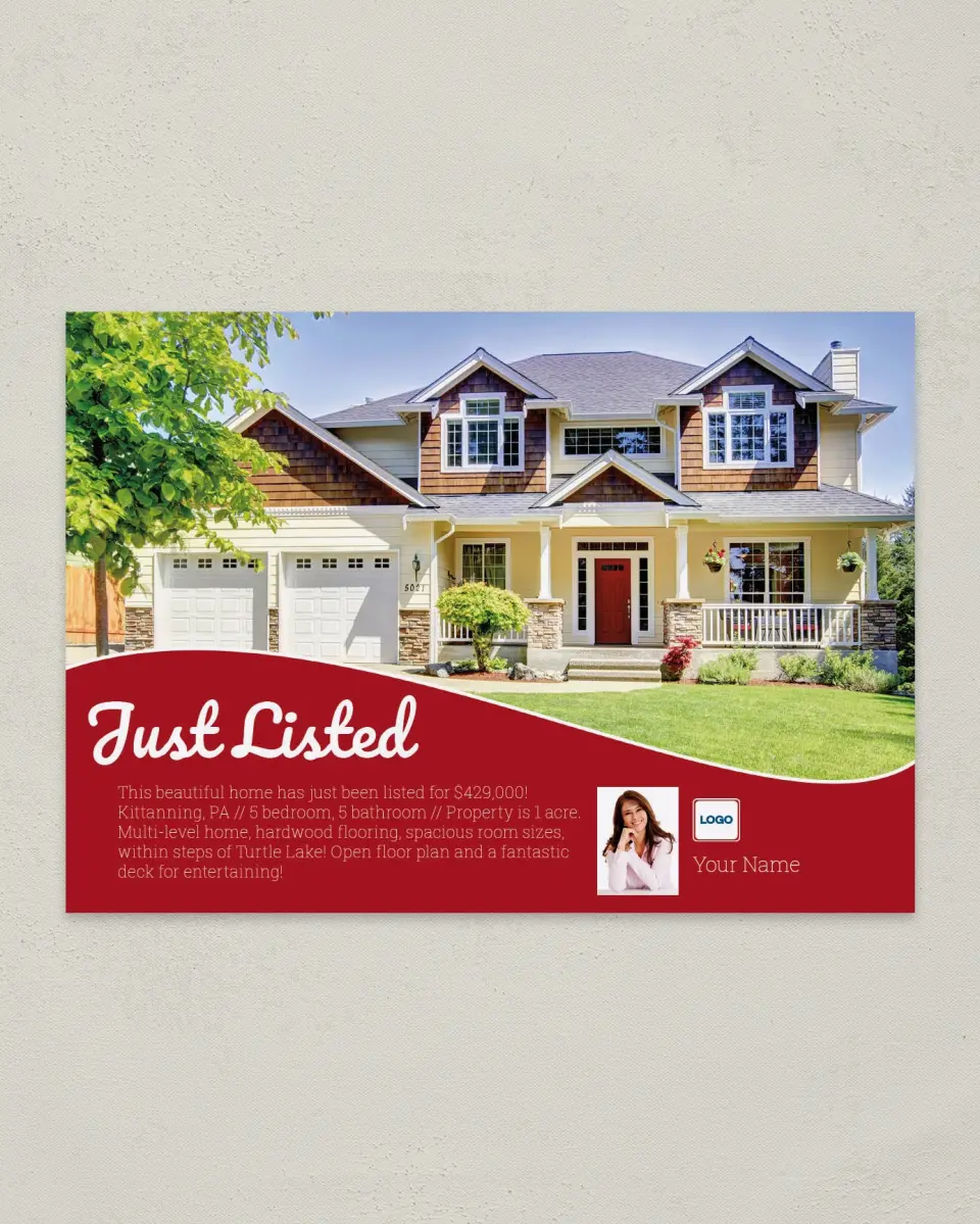 This is a 4¼" x 6" Postcard called Premier Listing printed in full color
