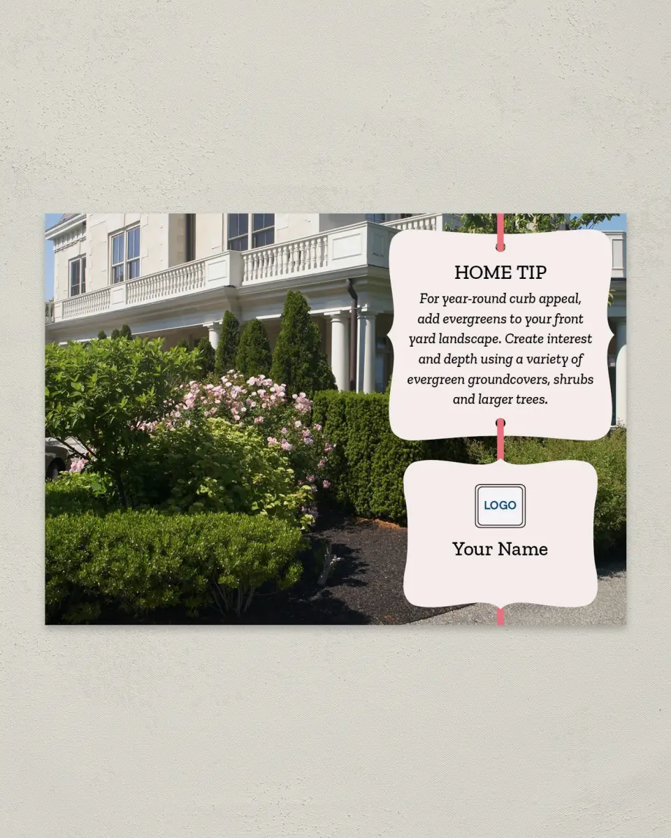 This is a 4¼" x 6" Postcard called Home Tip - Evergreen printed in full color