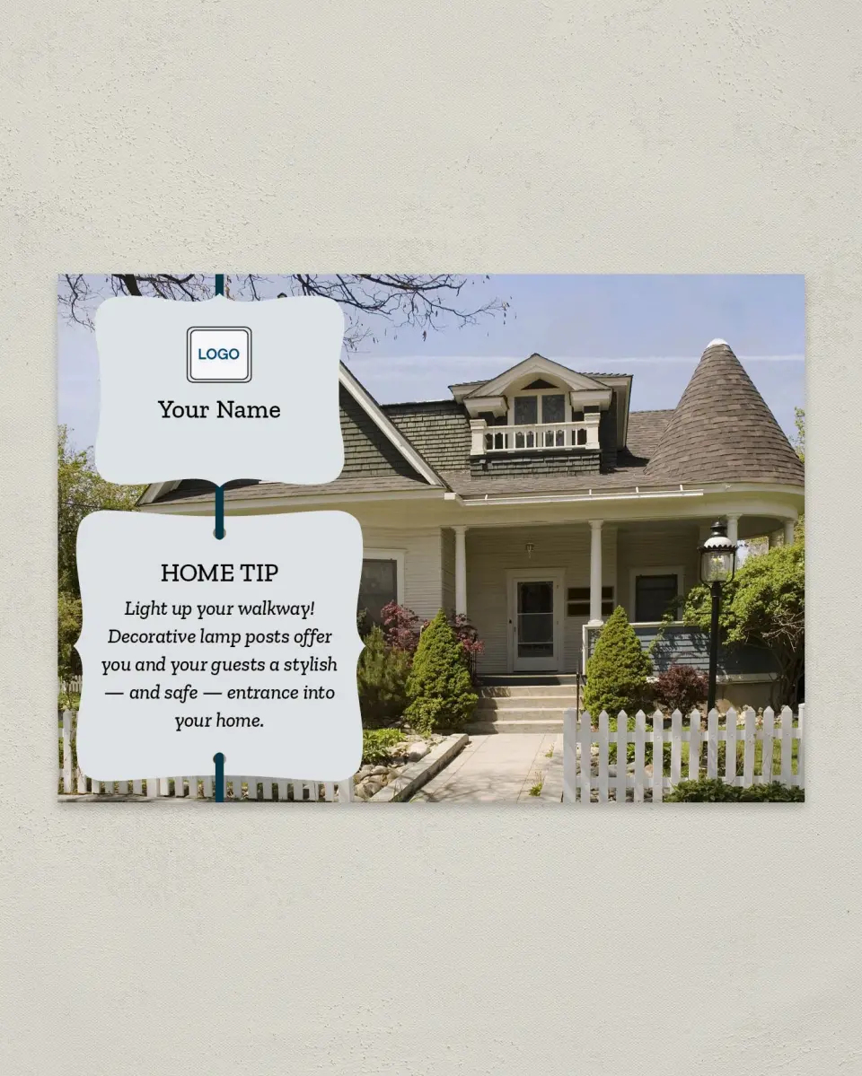 This is a 4¼" x 6" Postcard called Home Tip - Lamp Post printed in full color