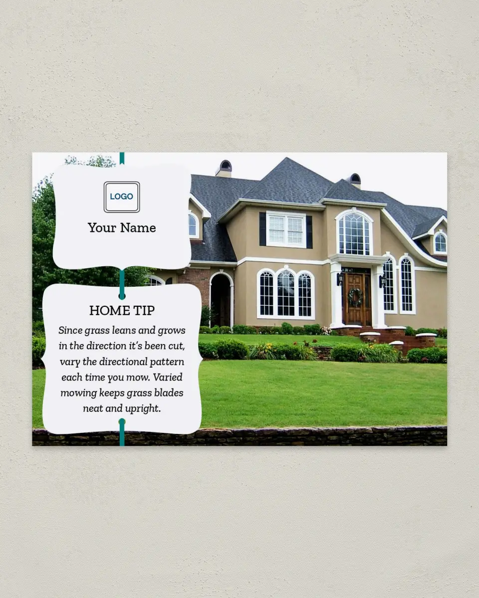 This is a 4¼" x 6" Postcard called Home Tip - Neat Grass printed in full color