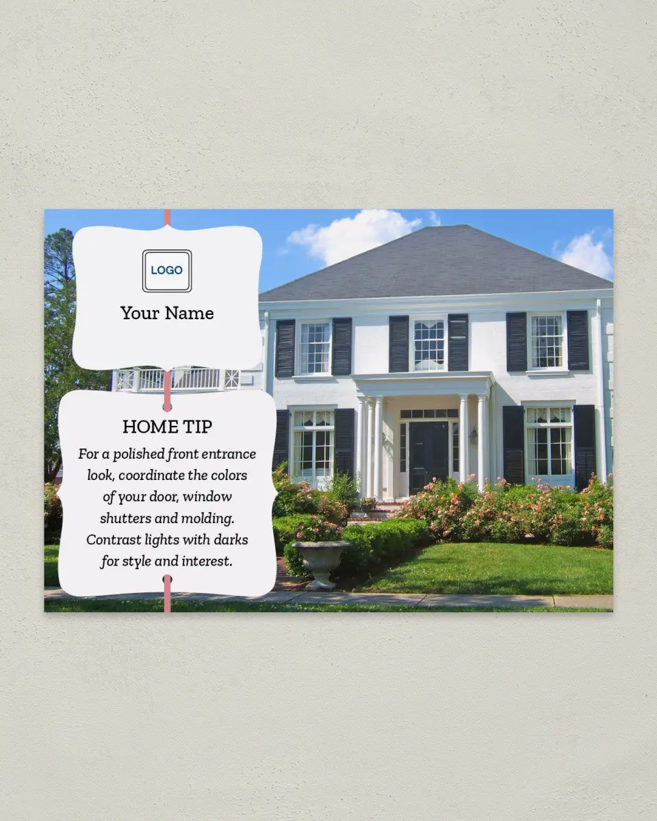 This is a 4¼" x 6" Postcard called Home Tip - Front Entrance printed in full color