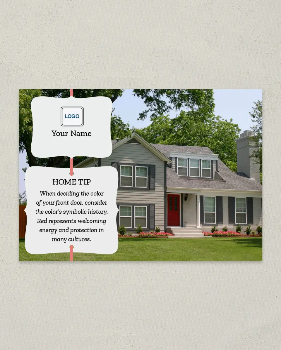 This is a 4¼" x 6" Postcard called Home Tip - Front Door printed in full color