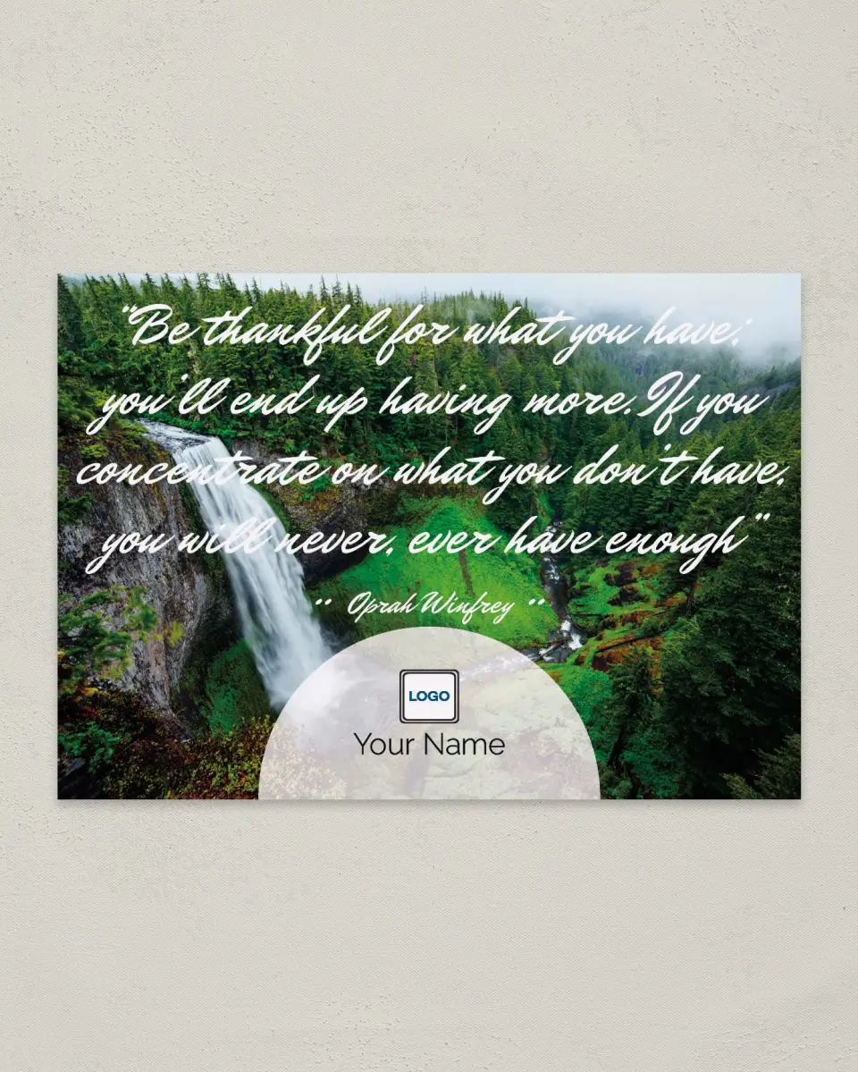 This is a 4¼" x 6" Postcard called Inspiration - Thankfully Enough printed in full color