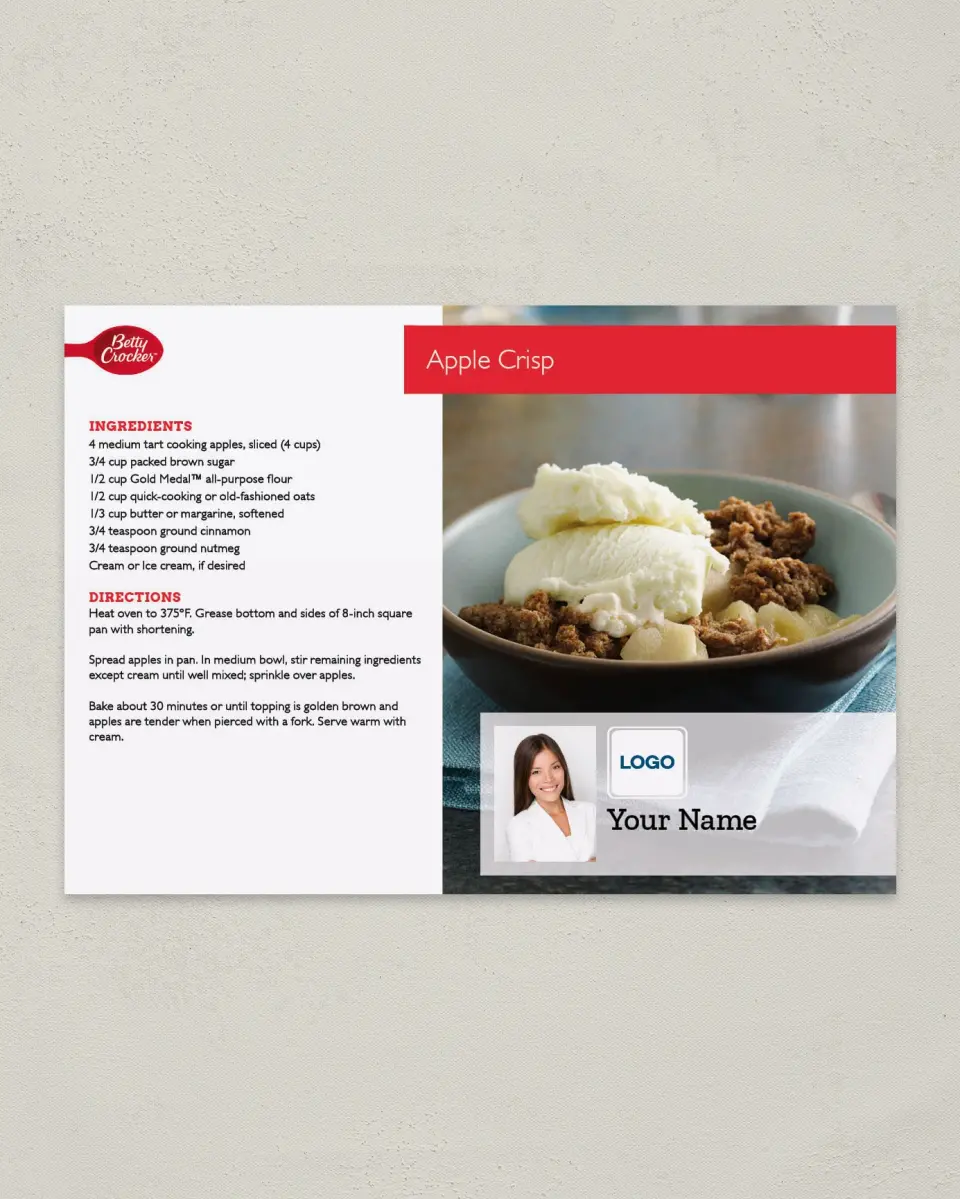 This is a 4¼" x 6" Postcard called Betty Crocker -  Apple Crisp printed in full color