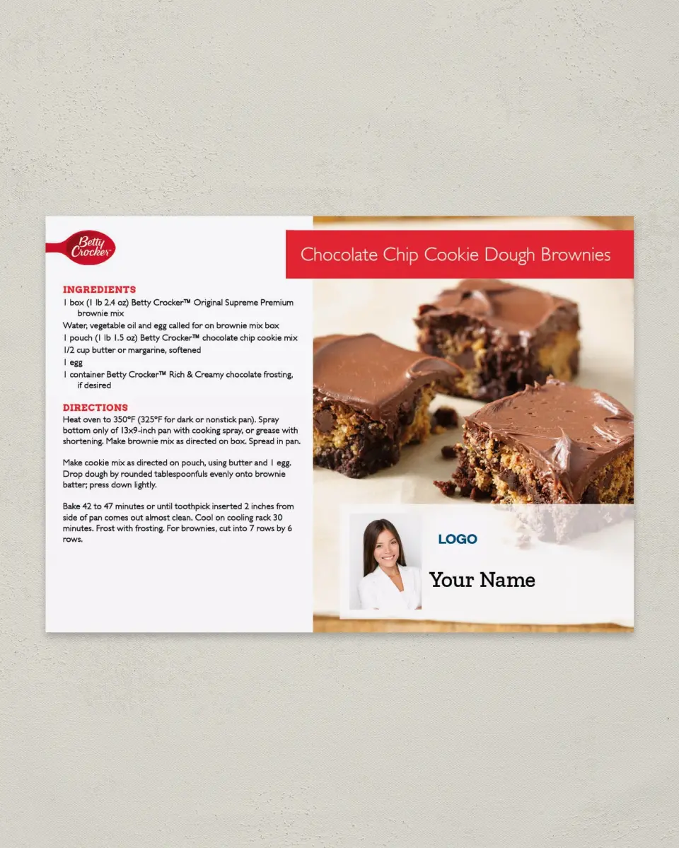 This is a 4¼" x 6" Postcard called Betty Crocker -  Cookie Dough Brownies printed in full color