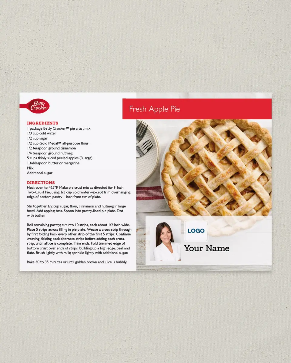 This is a 4¼" x 6" Postcard called Betty Crocker -  Fresh Apple Pie printed in full color