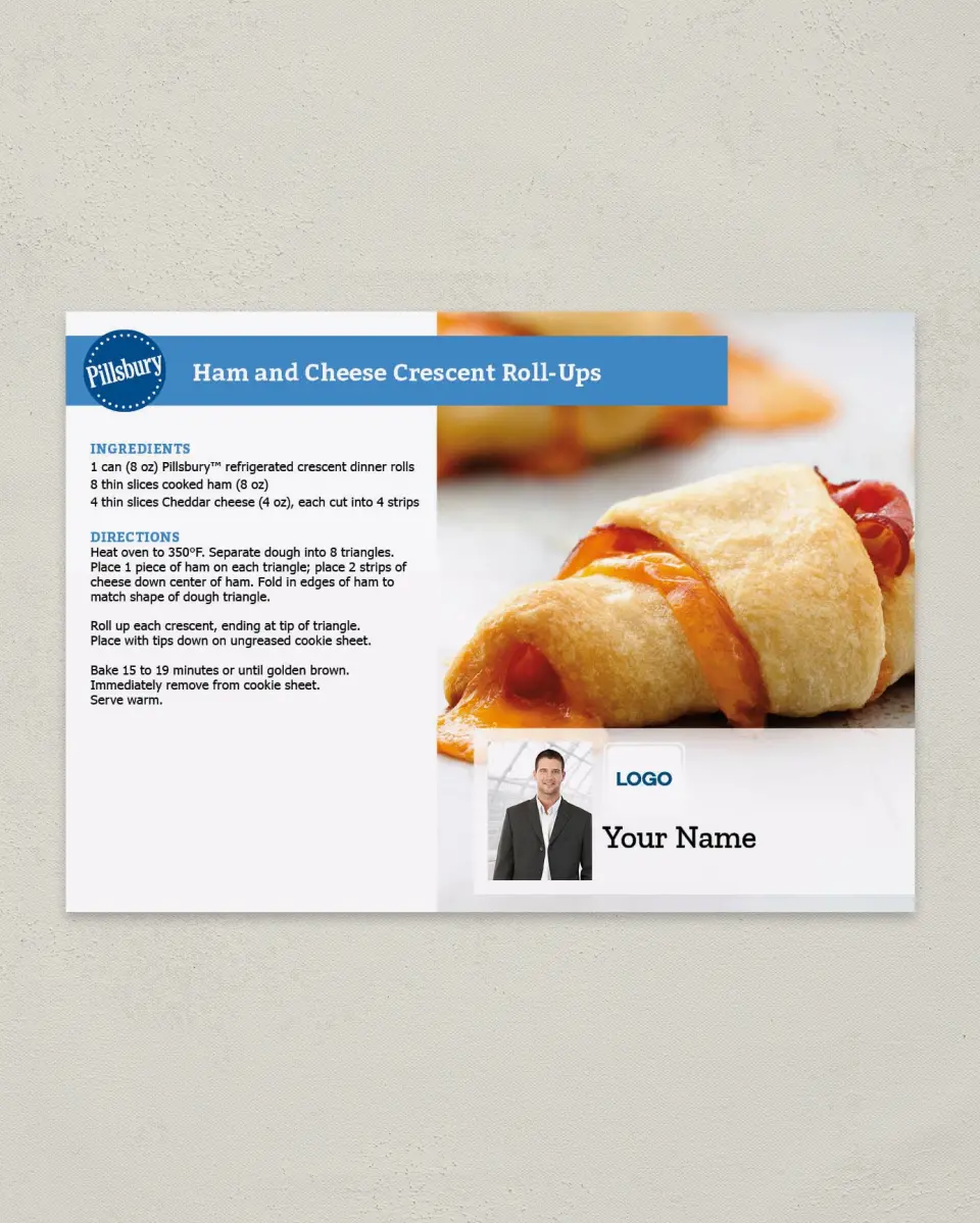 This is a 4¼" x 6" Postcard called Pillsbury -  Cresent Roll-Ups printed in full color