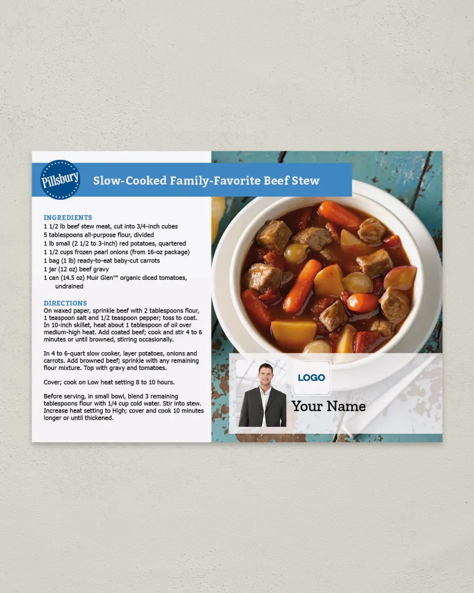 This is a 4¼" x 6" Postcard called Pillsbury -  Beef Stew printed in full color