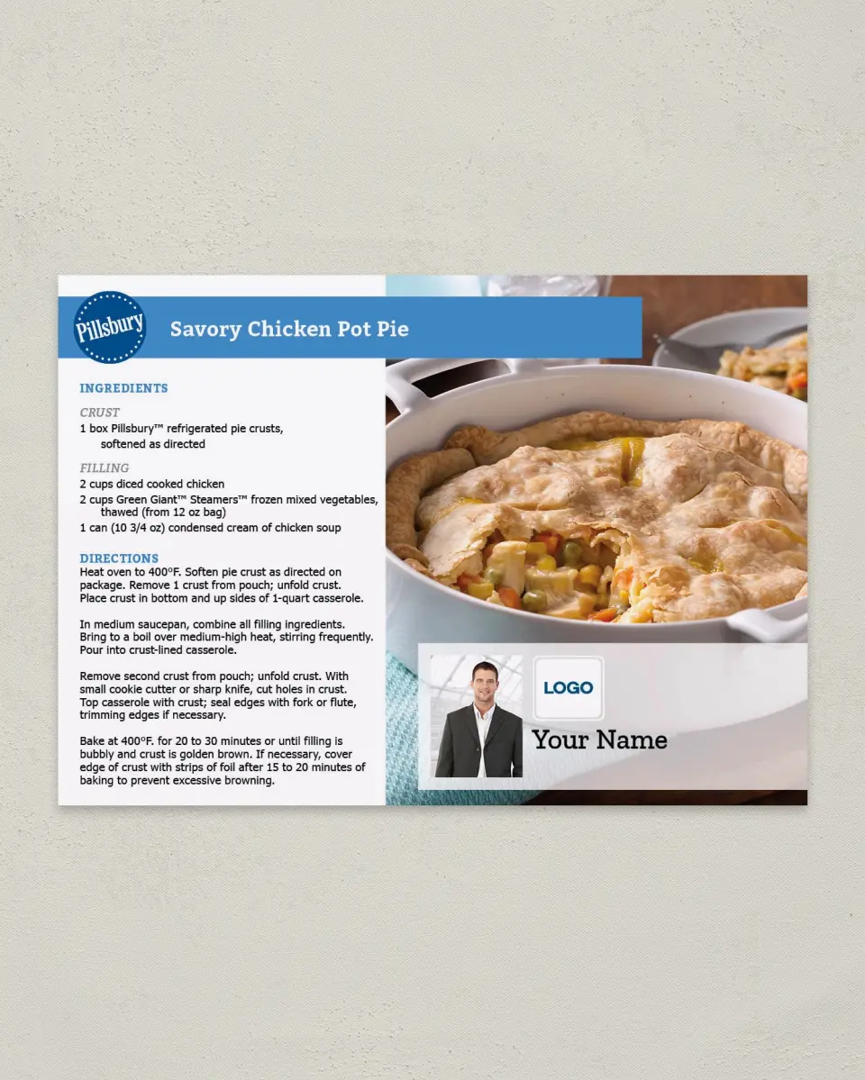 This is a 4¼" x 6" Postcard called Pillsbury -  Pot Pie printed in full color