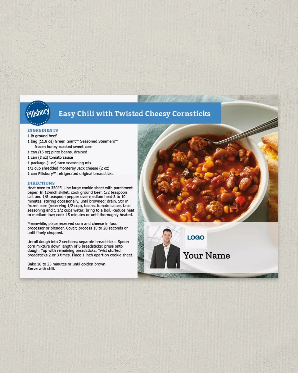 This is a 4¼" x 6" Postcard called Pillsbury -  Cheesy Cornsticks printed in full color