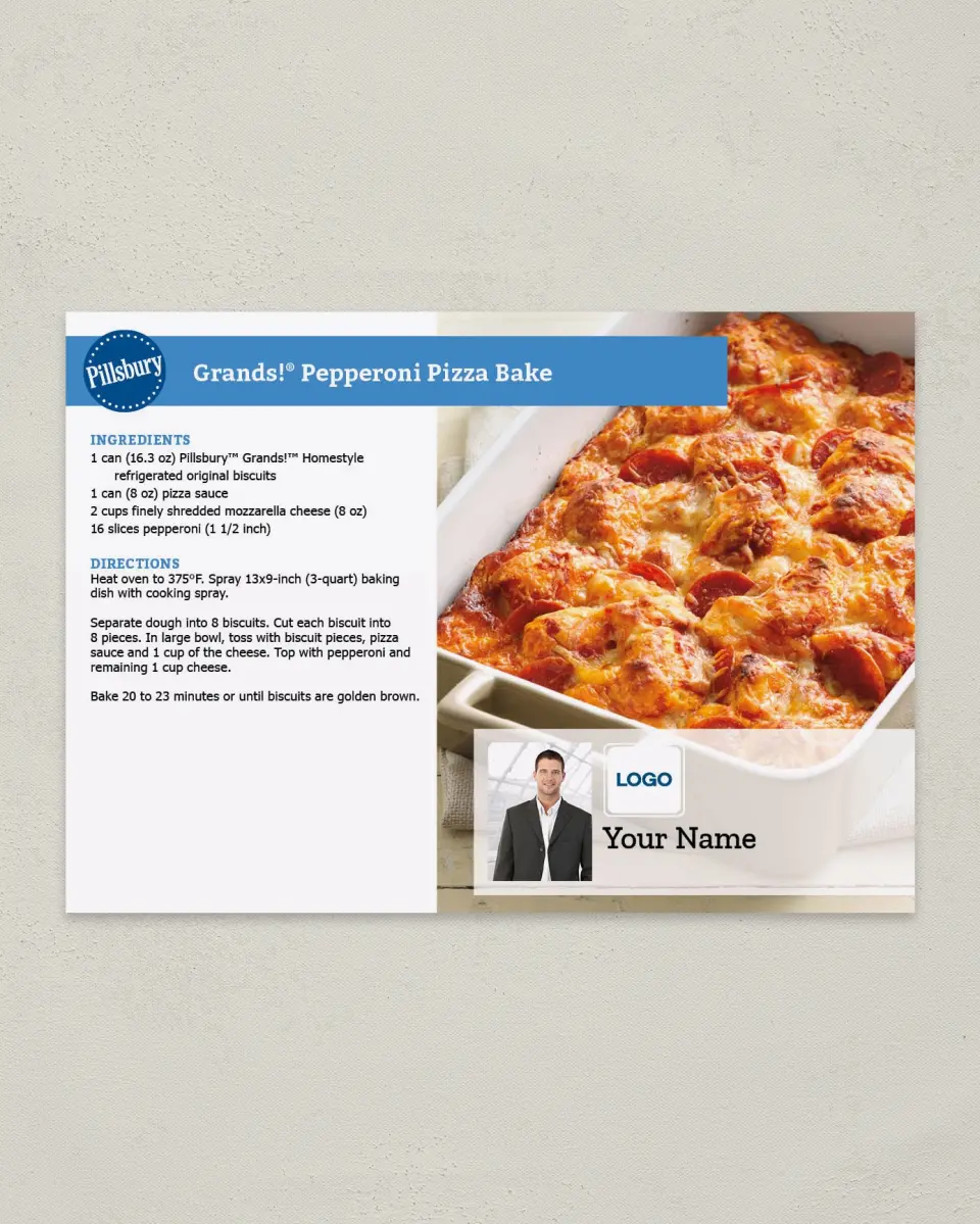 This is a 4¼" x 6" Postcard called Pillsbury -  Pizza Bake printed in full color