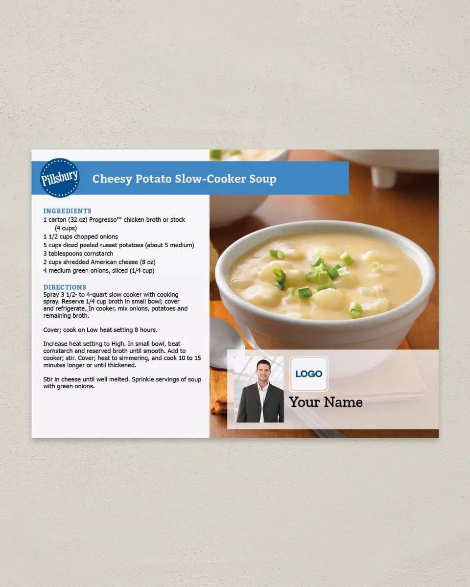This is a 4¼" x 6" Postcard called Pillsbury -  Cheesy Potato Soup printed in full color