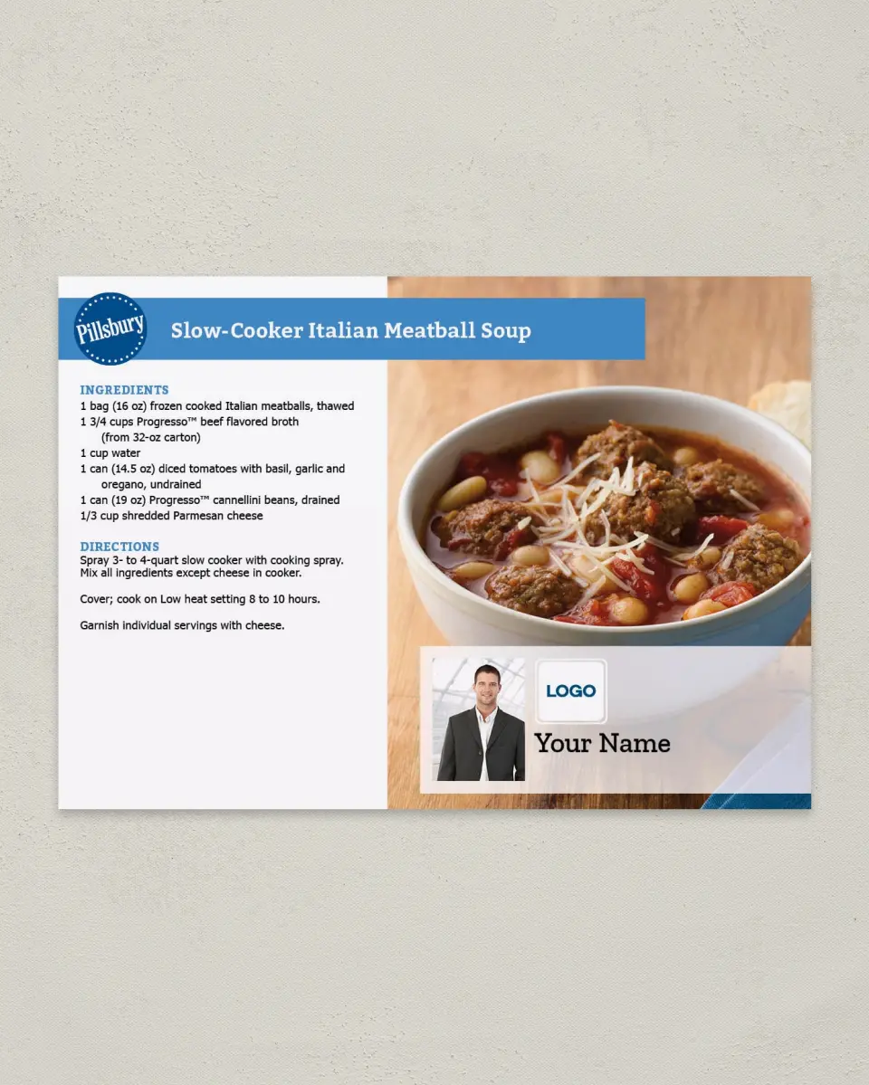 This is a 4¼" x 6" Postcard called Pillsbury -  Italian Meatball Soup printed in full color