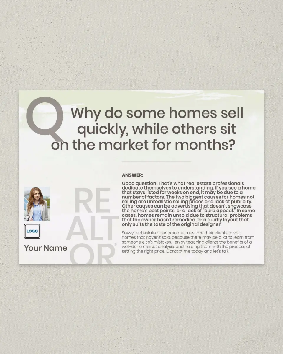 This is a 4¼" x 6" Postcard called Selling Fast printed in full color