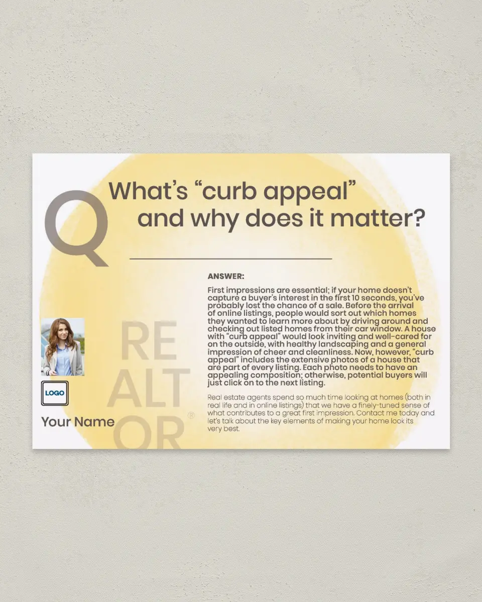 This is a 4¼" x 6" Postcard called Curb Appeal printed in full color