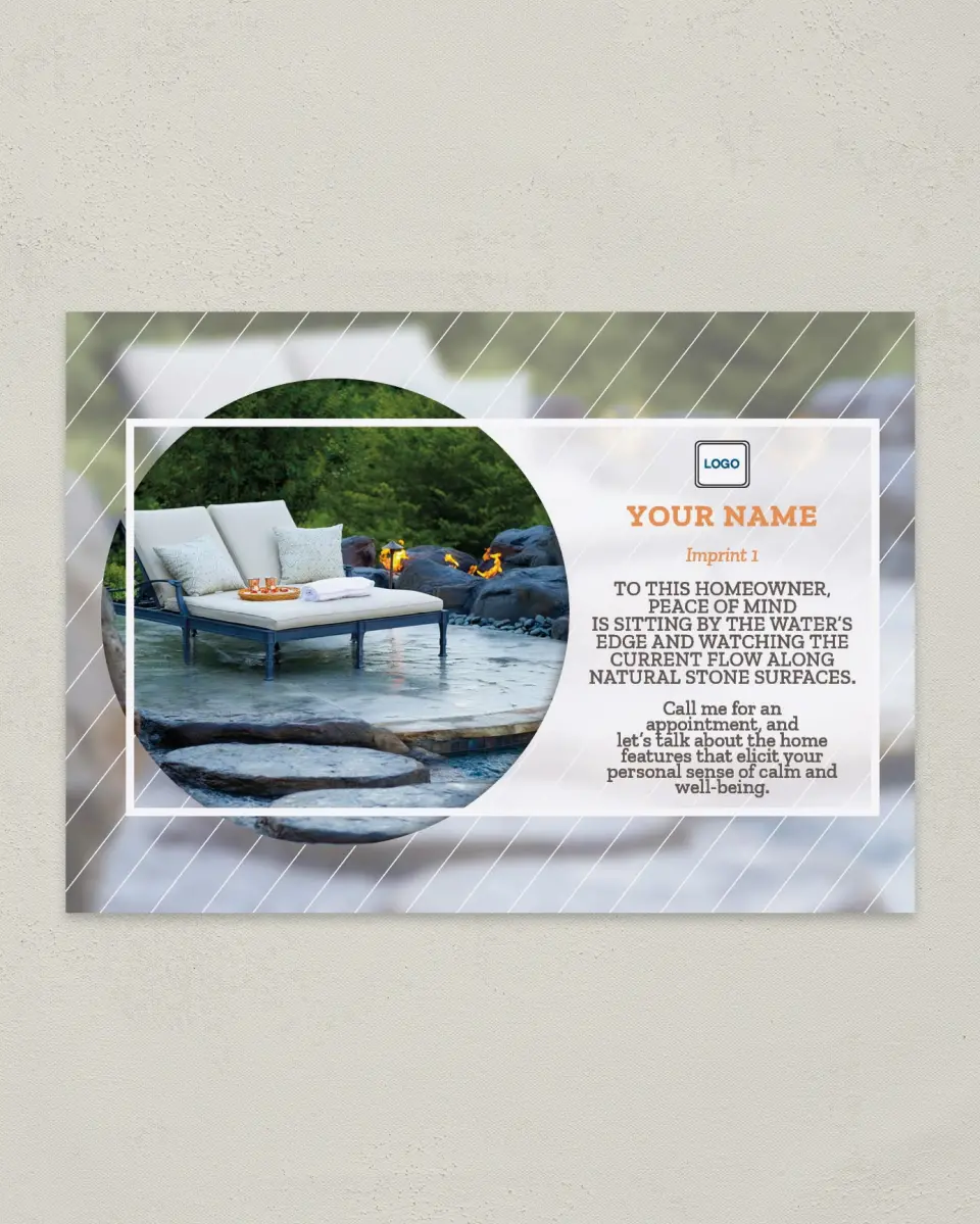 This is a 4¼" x 6" Postcard called Dream Spaces - Waters Edge printed in full color