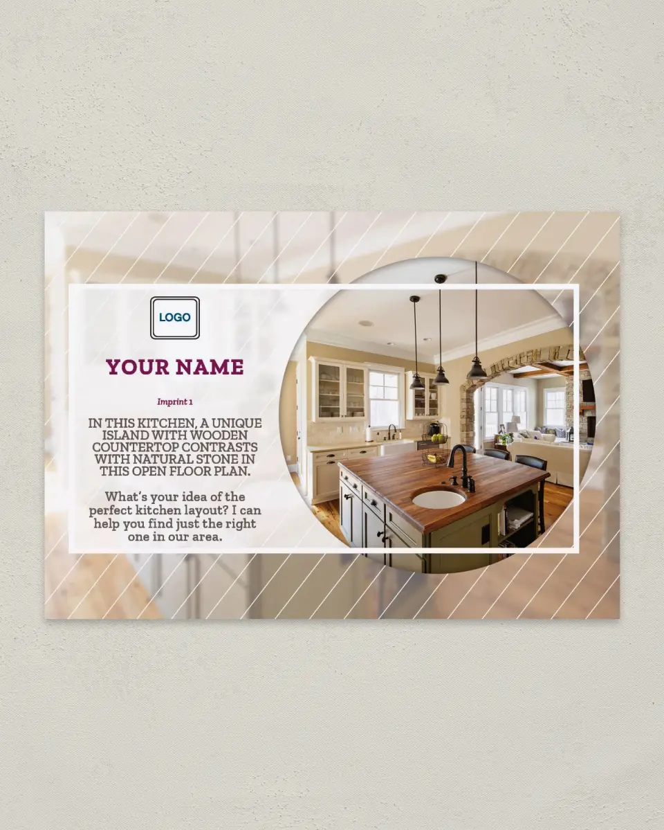This is a 4¼" x 6" Postcard called Dream Spaces - Perfect Kitchen printed in full color
