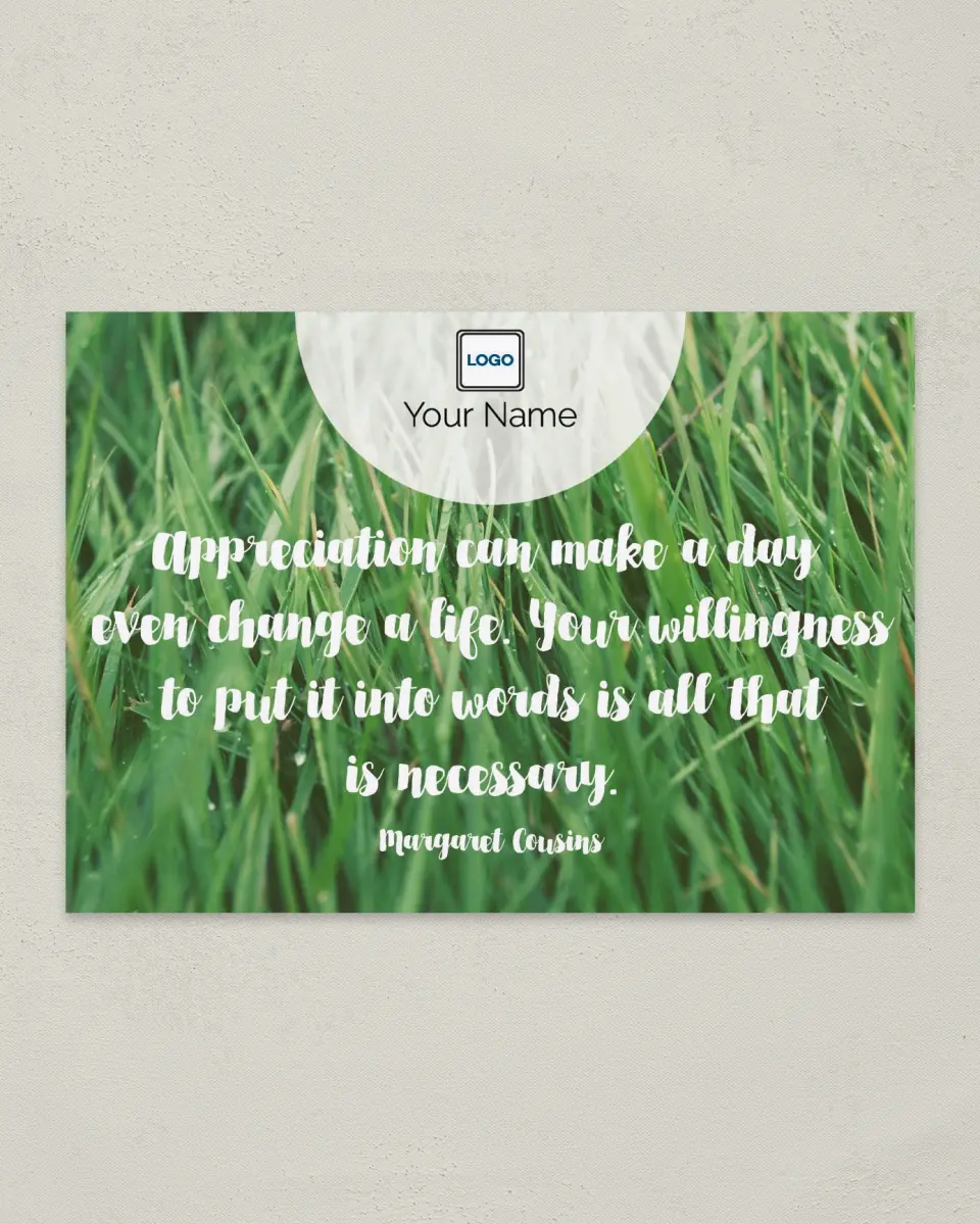 This is a 4¼" x 6" Postcard called Inspiration - Appreciation printed in full color