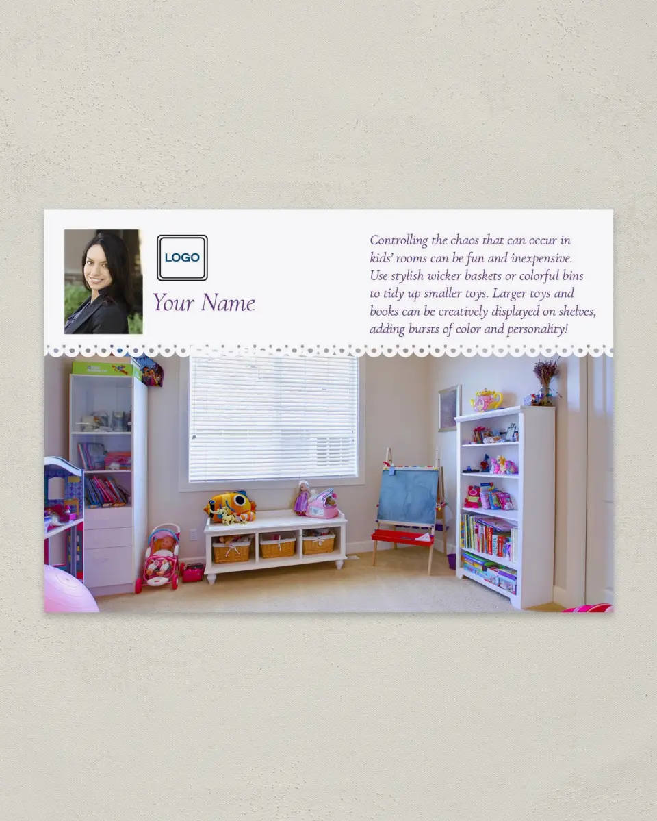 This is a 4¼" x 6" Postcard called Organizing Helps printed in full color
