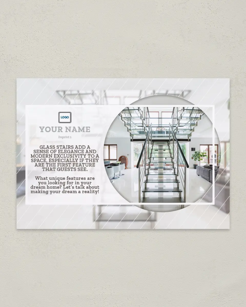 This is a 4¼" x 6" Postcard called Modern Stairs printed in full color