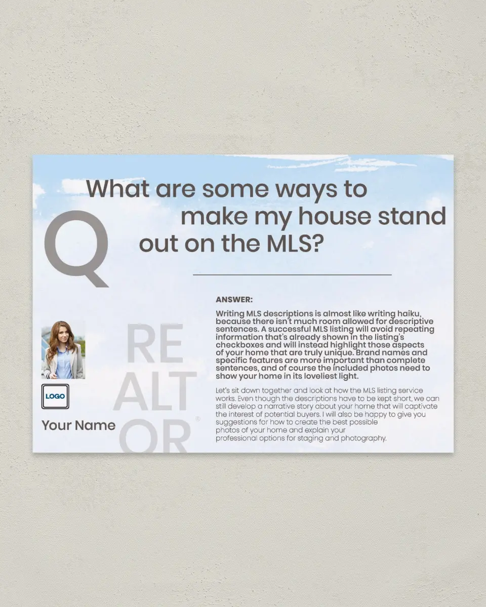 This is a 4¼" x 6" Postcard called Standout Home printed in full color
