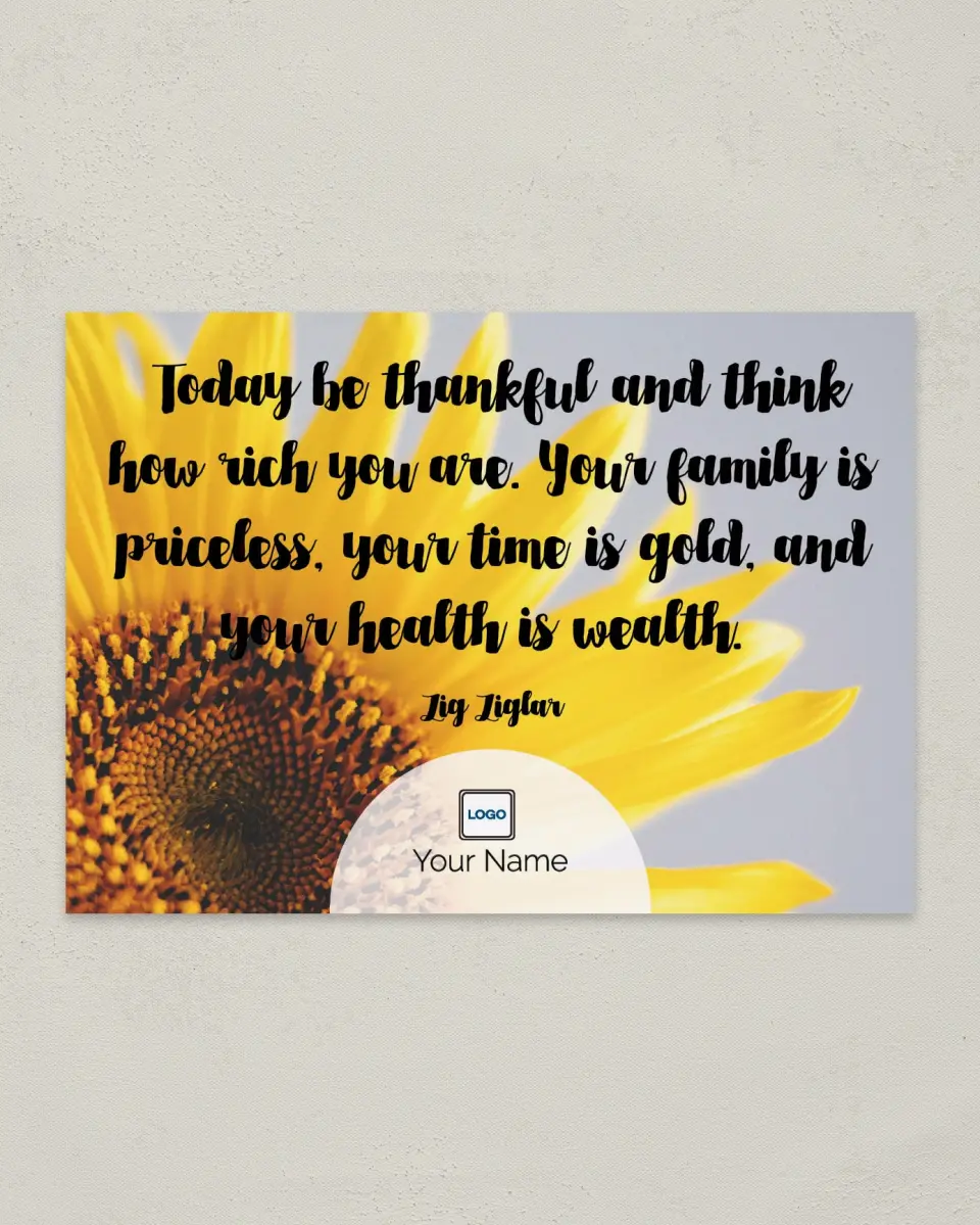 This is a 4¼" x 6" Postcard called Inspiration - Think Rich printed in full color